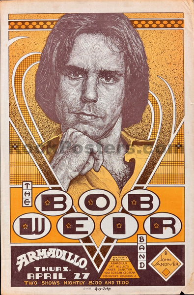 AUCTION - Bob Weir - Grateful Dead - 1978 Poster - Armadillo Texas - Excellent - SF Rock Posters & Collectibles