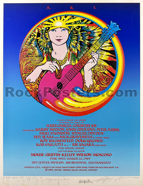 AUCTION - Artist Rights Today - Jerry Garcia - Griffin, Wilson, Kelley - Mouse & Moscoso SIGNED - 1989 Poster - Excellent