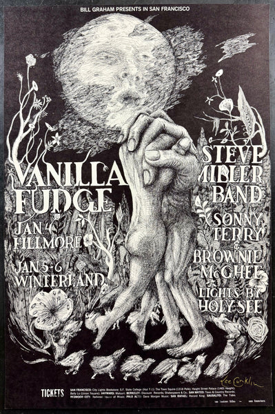 AUCTION - BG-101 - Vanilla Fudge - Lee Conklin Signed -  1968 Poster - Fillmore West/Winterland - Near Mint