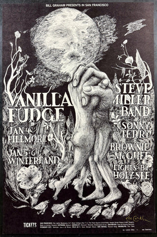 AUCTION - BG-101 - Vanilla Fudge - Lee Conklin Signed -  1968 Poster - Fillmore West/Winterland - Near Mint