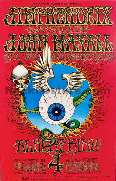 AUCTION - BG-105-RP-2 - Jimi Hendrix - Rick Griffin - 1968 Poster - Fillmore/Winterland - Very Good - SF Rock Posters & Collectibles