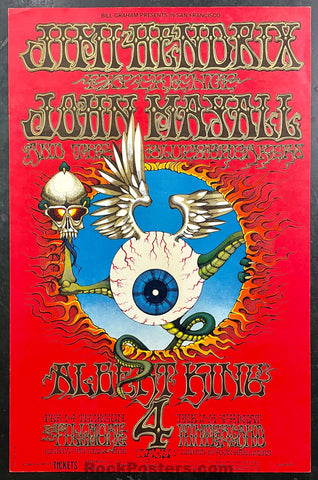 AUCTION - BG-105 - Jimi Hendrix Experience - Rick Griffin - 1st Print 1968 Poster -  Fillmore Auditorium - Excellent