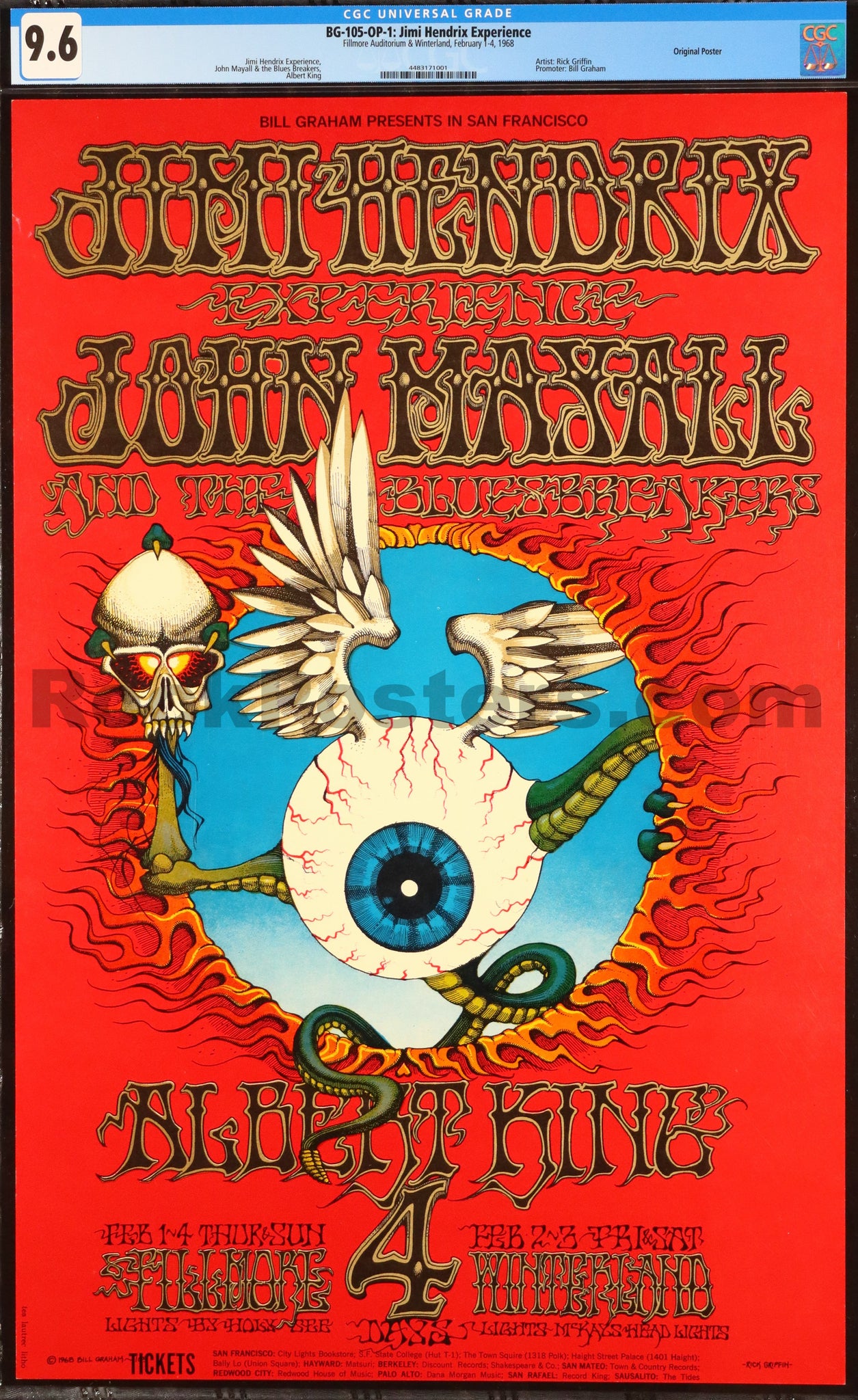 BG-105 - Jimi Hendrix Experience - Rick Griffin - 1968 Poster