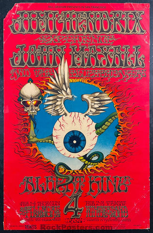 AUCTION -  BG-105 - Jimi Hendrix Experience - Rick Griffin - Flying Eyeball - Fillmore/Winterland - 1968 Concert Poster - Rough