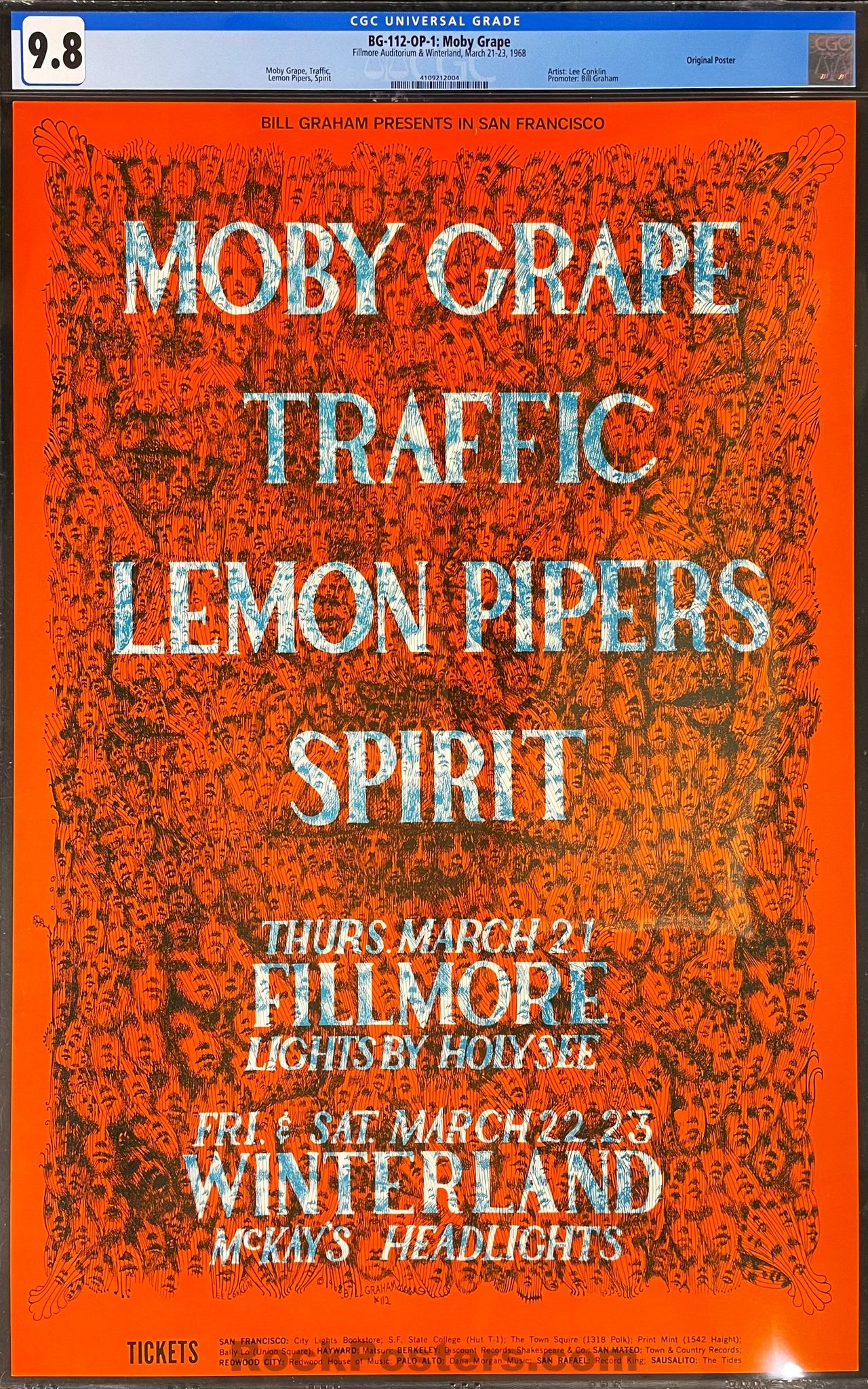 BG-112 - Moby Grape - Lee Conklin - 1968 Poster - Fillmore & Winterland - CGC Graded 9.8