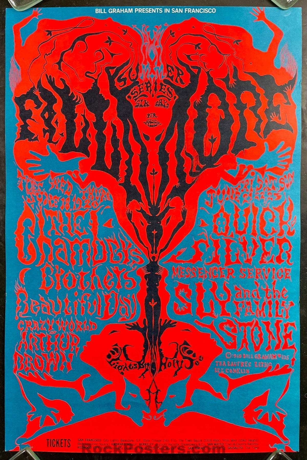 AUCTION - BG-125 - Sly & the Family Stone - Lee Conklin - Fillmore Auditorium - 1968 Poster - Excellent