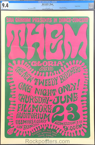 AUCTION - BG-12 - Them Van Morrison - Wes Wilson - 1966 Poster - Fillmore Auditorium - CGC Graded 9.4