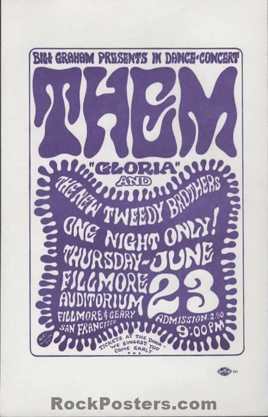 AUCTION - BG-12 - Them/Van Morrison - Wes Wilson - 1966 Handbill - Fillmore Auditorium - Mint