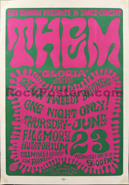 AUCTION - BG-12 - Van Morrison & Them - Wes Wilson - 1966 Poster - Fillmore Auditorium - Excellent