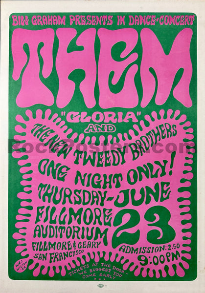 AUCTION - BG-12 - Van Morrison & Them - Wes Wilson - 1966 Poster - Fillmore Auditorium - Near Mint Minus - SF Rock Posters & Collectibles