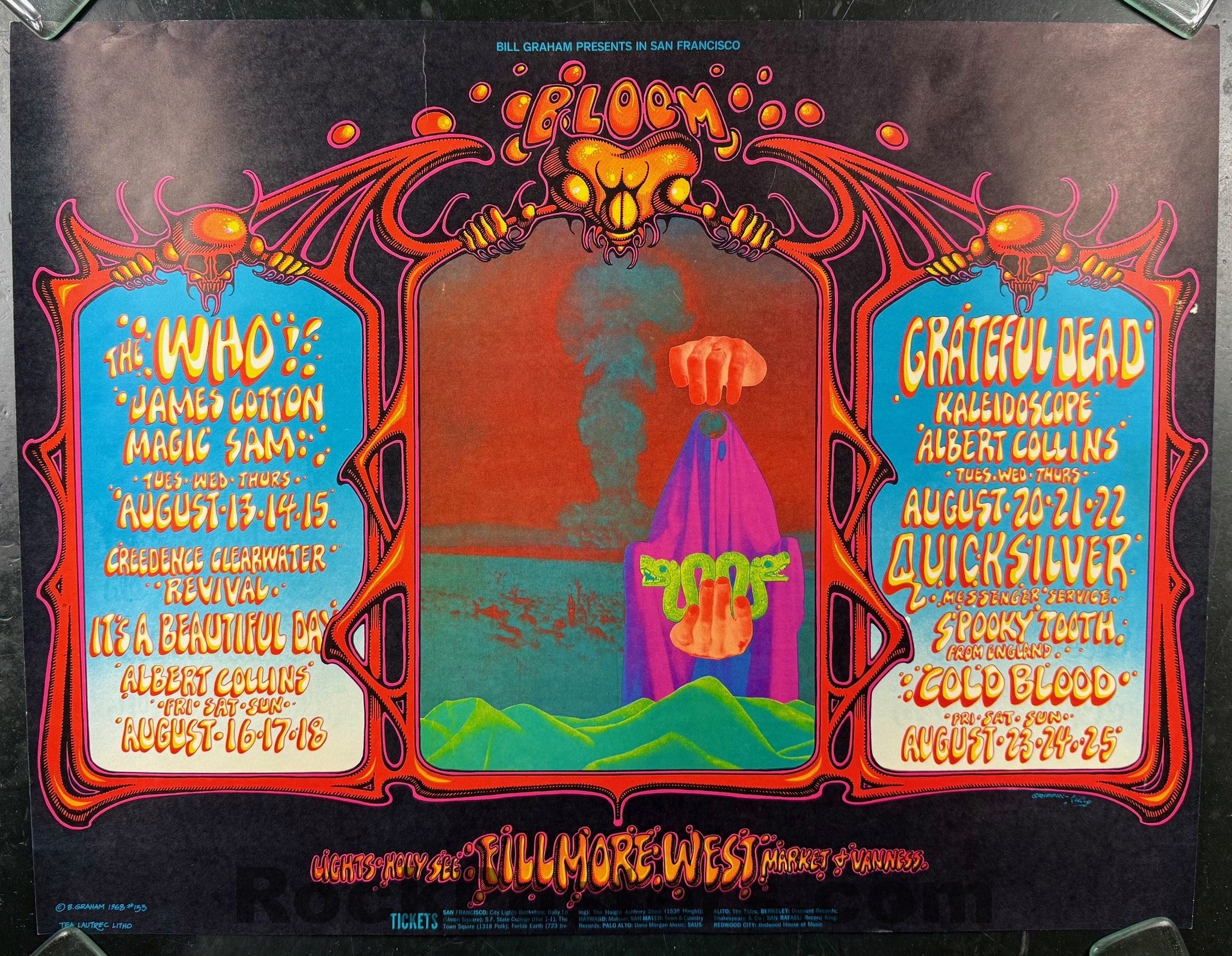 AUCTION - BG-133 -  Grateful Dead - The Who - Griffin & Kelley - 1968 Poster - Fillmore West -  Excellent