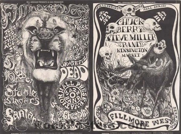 AUCTION - BG-134/135 - Grateful Dead/ Santana - Lee Conklin - 1968 Mailer - Fillmore West - Near Mint Minus