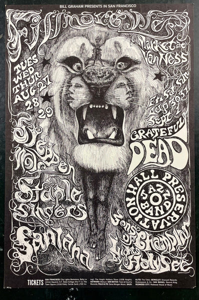 AUCTION - BG-134 - Grateful Dead - Santana - Lee Conklin - 1968 Poster - Fillmore West - Excellent