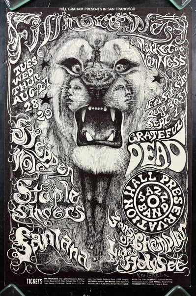 AUCTION - BG-134 - Grateful Dead - Santana - Lee Conklin Signed - 1968 Poster - Fillmore West - Excellent