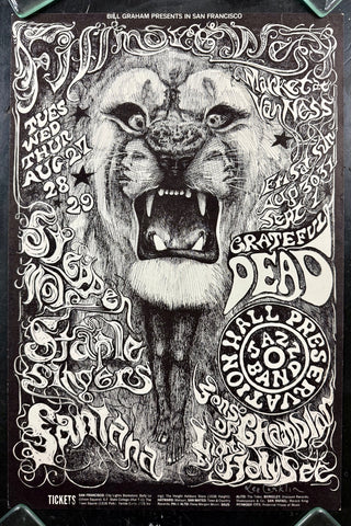 AUCTION - BG-134 - Grateful Dead - Santana - Lee Conklin Signed - 1968 Poster - Fillmore West - Excellent