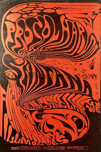 AUCTION - BG-143 - Santana - Procol Harum - Lee Conklin - 1968 Poster - Fillmore West - Near Mint - SF Rock Posters & Collectibles
