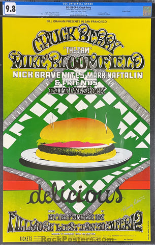 BG-158 - Chuck Berry - Randy Tuten Signed - 1969 Poster - Fillmore West - CGC Graded 9.8
