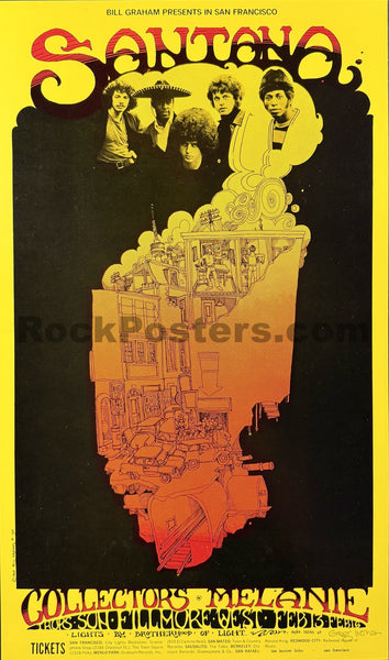 AUCTION - BG-160 - Santana - Greg Irons SIGNED - 1968 Poster - Fillmore West - Near Mint