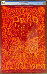 AUCTION - BG-162 - The Grateful Dead - Lee Conklin - 1969 Poster - Fillmore Auditorium - CGC Graded 9.4