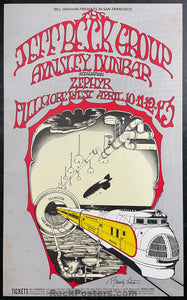 AUCTION - BG-168 - Jeff Beck - Randy Tuten Signed - 1969 Poster - Fillmore West - Excellent