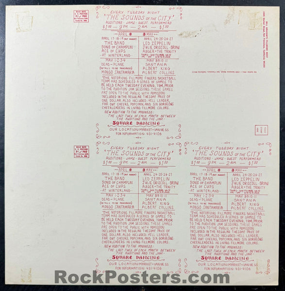 AUCTION - BG-169 - The Band - Randy Tuten Signed - 1969 Uncut Postcards - Winterland - Excellent