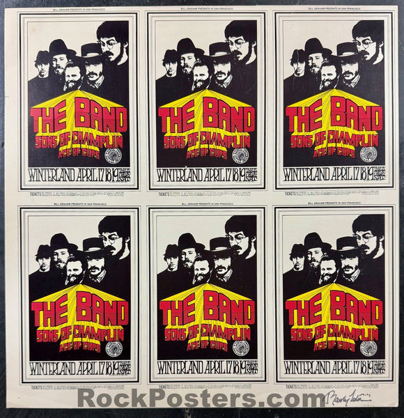 AUCTION - BG-169 - The Band - Randy Tuten Signed - 1969 Uncut Postcards - Winterland - Excellent