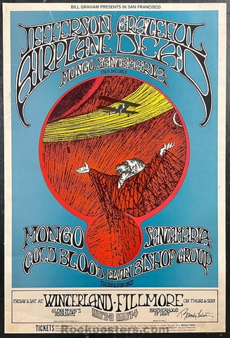 AUCTION - BG-171 - Grateful Dead - Jefferson Airplane - Randy Tuten Signed - 1969 Poster - Winterland - Very Good