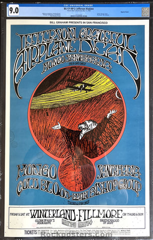 AUCTION - BG-171-RP-2 - Grateful Dead - Jefferson Airplane - Randy Tuten - 1969 Poster - Fillmore & Winterland - CGC Graded 9.0
