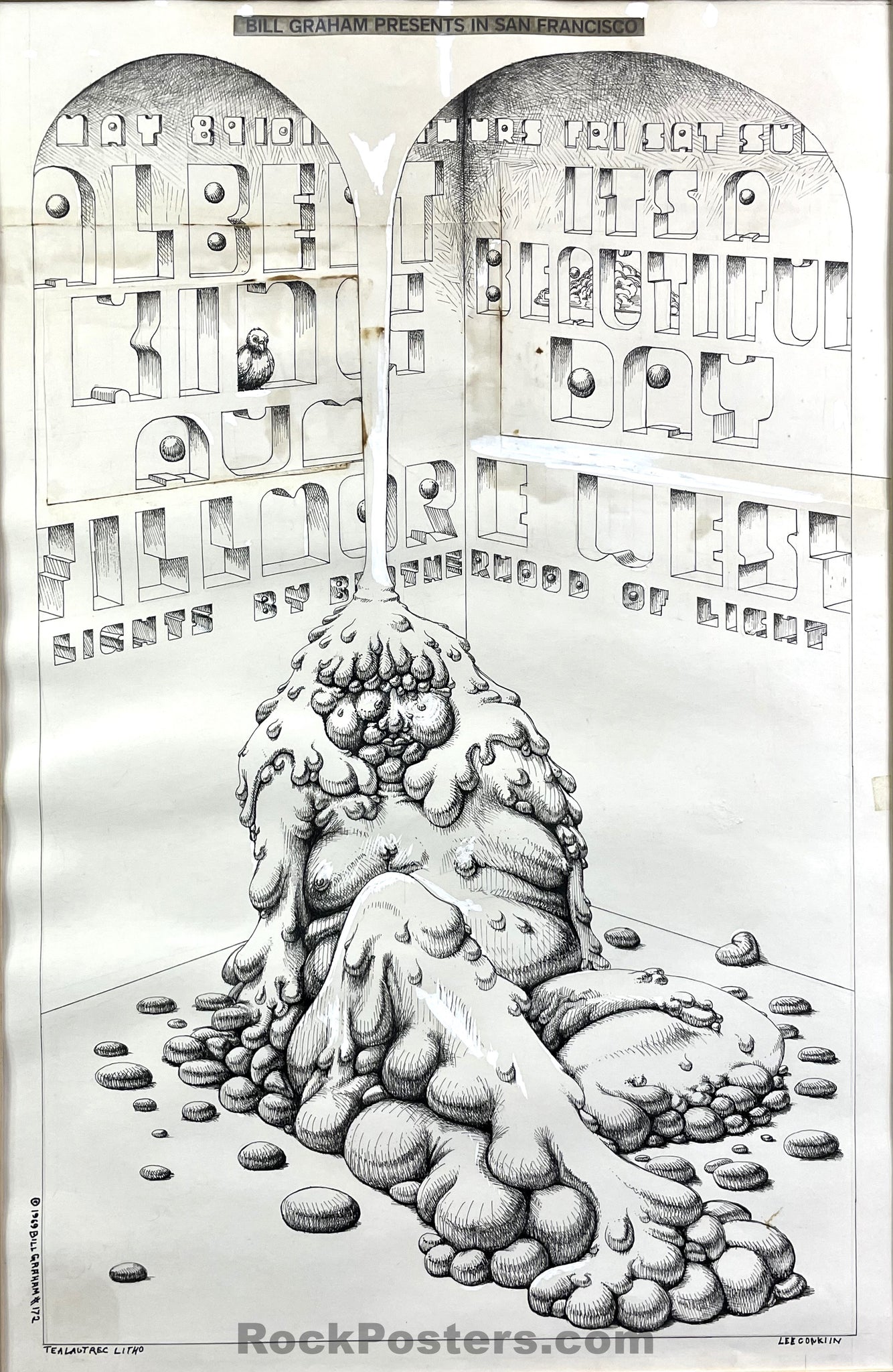 BG-172 - ORIGINAL POSTER ART - Lee Conklin - 1969 Ink on Paper - Fillmore West - Excellent