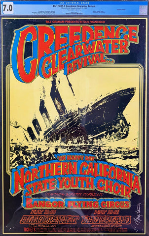 AUCTION - BG-174 - Creedence Clearwater - Randy Tuten Signed - 1969 Poster - Fillmore West/Winterland -  CGC Graded 7.0