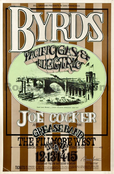 AUCTION - BG-177 - The Byrds - Randy Tuten Signed - 1969 Poster - Fillmore West - Excellent