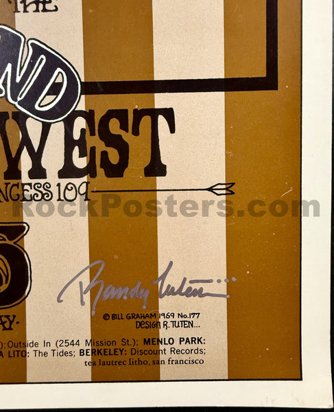 AUCTION - BG-177 - The Byrds - Randy Tuten Signed - 1969 Poster - Fillmore West - Excellent