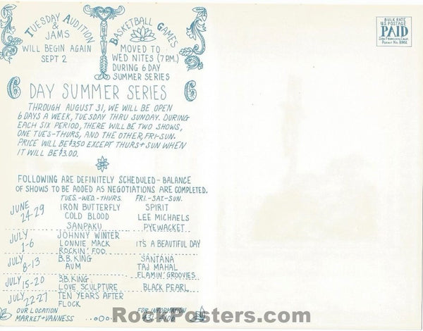AUCTION - BG-178/BG-179 - The Who/Iron Butterfly - David Singer - Double Uncut - 1969 Postcards - Fillmore West - Near Mint