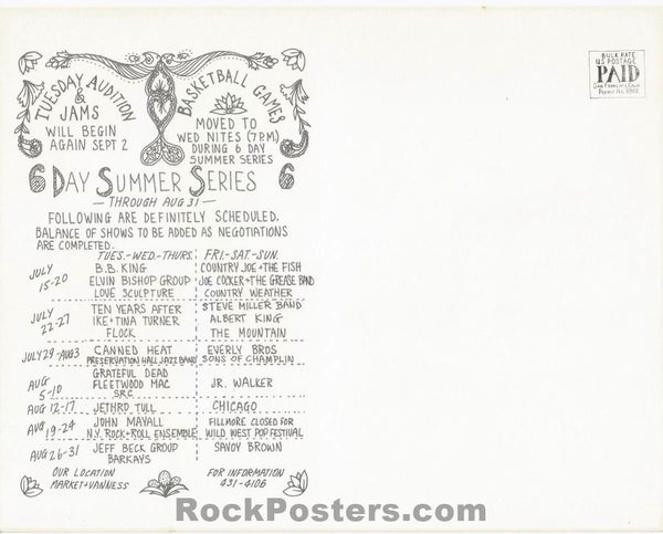 AUCTION - BG-182/BG-183 - Ten Years After/Joe Cocker - David Singer - Double Uncut - 1969 Postcards - Fillmore West - Near Mint