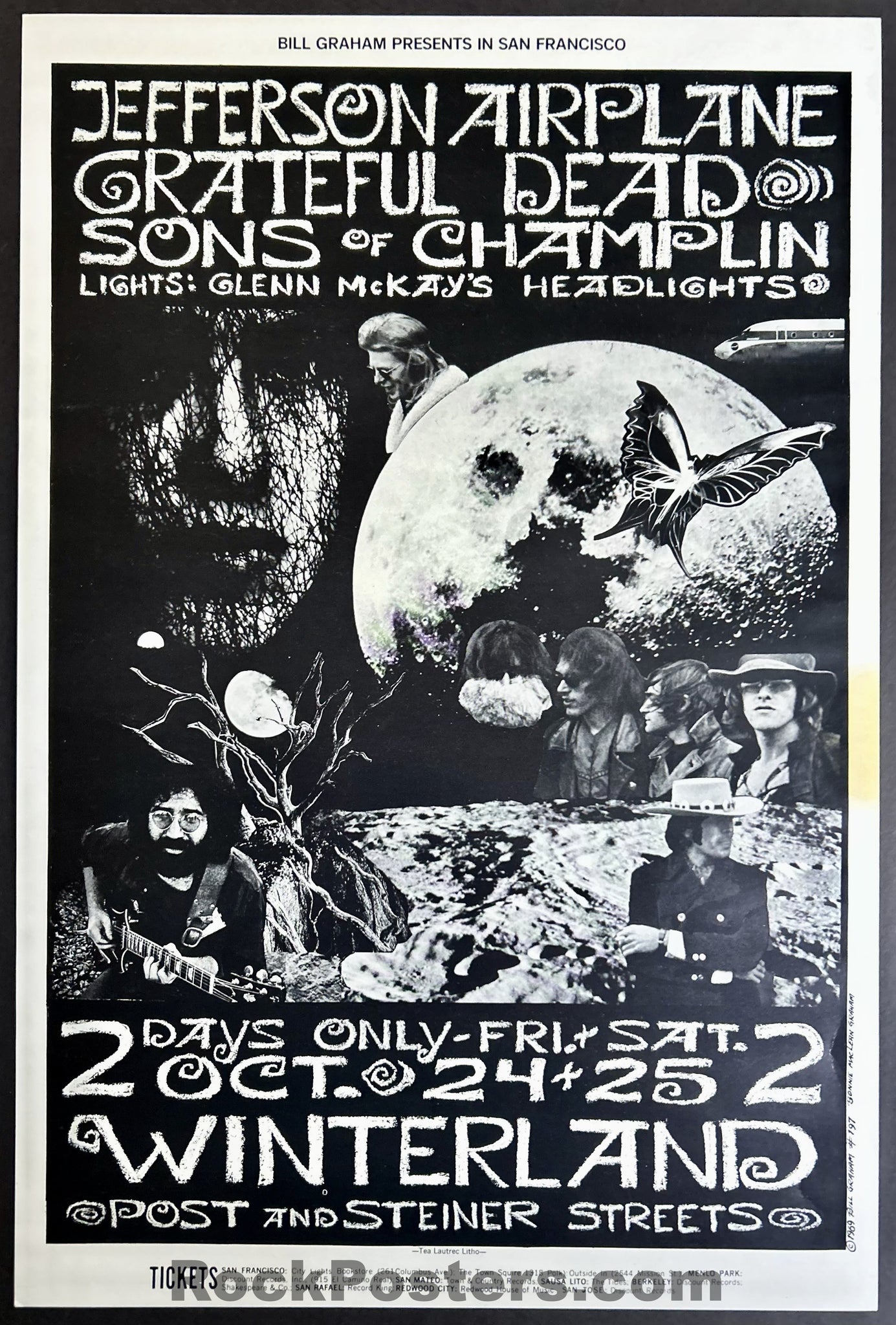 AUCTION - BG-197 - Grateful Dead - Jefferson Airplane - 1969 Poster - Winterland - Excellent