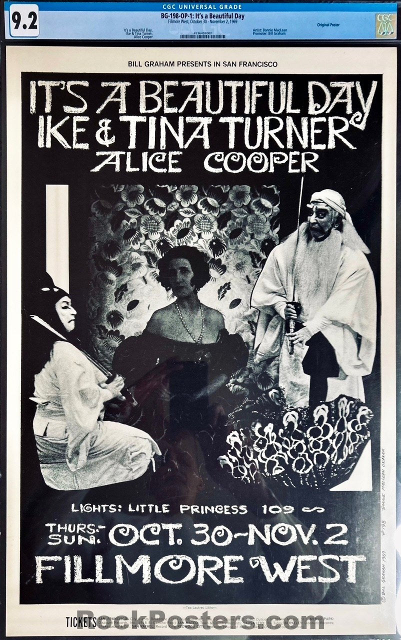 BG-198 - Ike & Tina Turner - Alice Cooper - Bonnie MacLean - Fillmore West - CGC Graded 9.2