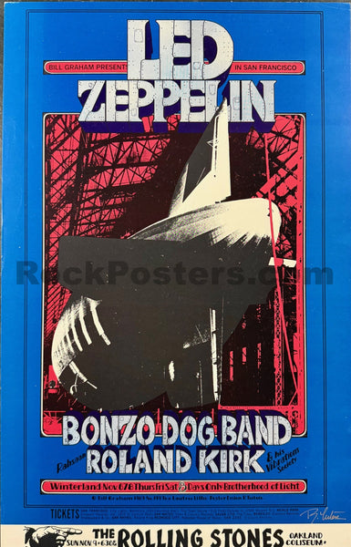 AUCTION -  BG-199 - Led Zeppelin - Randy Tuten Signed - 1969 Poster - Winterland - Near Mint Minus - SF Rock Posters & Collectibles