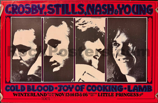 AUCTION - BG-200 - Crosby, Stills, Nash, & Young - 1969 Poster - Randy Tuten - Winterland - Excellent - SF Rock Posters & Collectibles