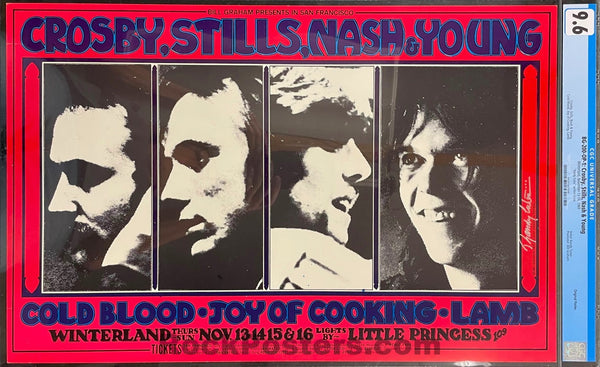 AUCTION -  BG-200 - Crosby, Stills, Nash & Young - Randy Tuten Signed - 1969 Poster - Winterland - CGC Graded 9.6