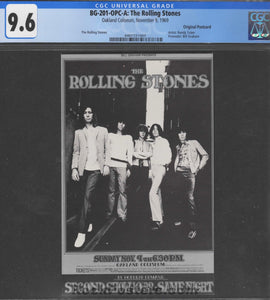 AUCTION - BG-201-OPC-A - Rolling Stones - Oakland Coliseum - 1969 Postcard - CGC Graded 9.6