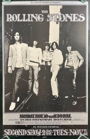 AUCTION - BG-202 - Rolling Stones - Randy Tuten -  1969 Poster - San Diego - Very Good
