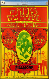 BG-204 - Kinks/Taj Mahal - Randy Tuten Signed - 1969 Poster - Fillmore West - CGC Graded 9.2