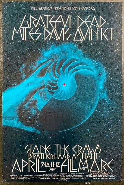 AUCTION - BG-227 - Grateful Dead - Miles Davis - David Singer Signed - 1970 Poster - Fillmore West - Near Mint Minus