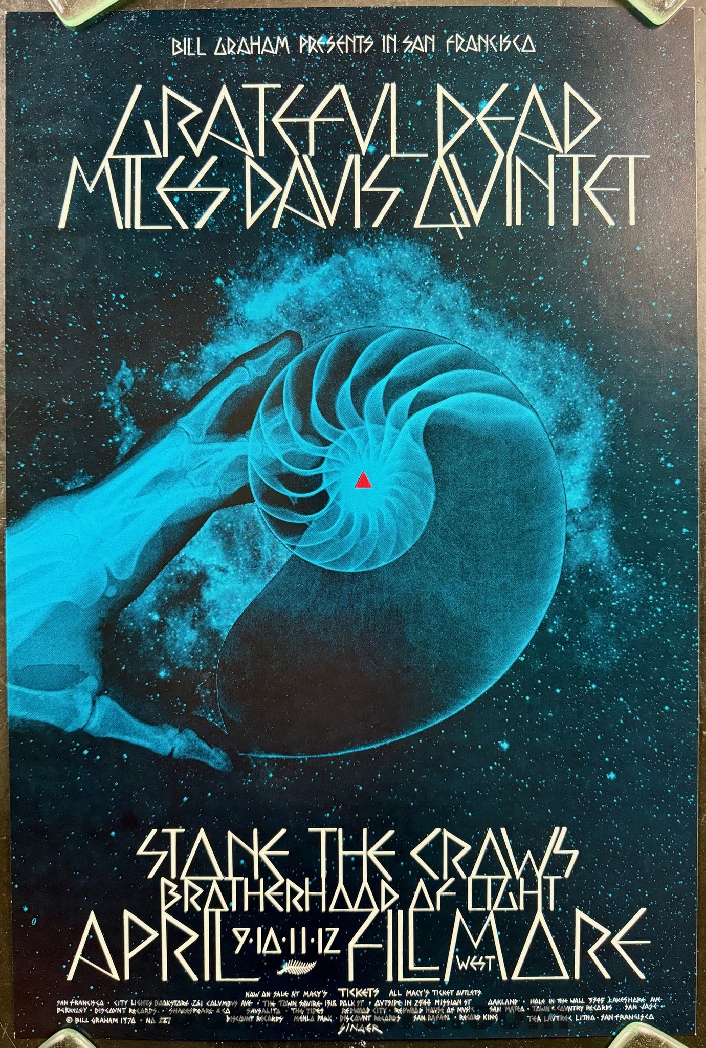 AUCTION - BG-227 - Grateful Dead - Miles Davis - David Singer - 1970 Poster - Fillmore West  - Near Mint