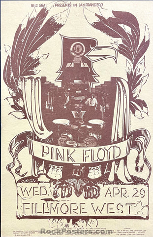 AUCTION - BG-230 - Pink Floyd - 1970 Postcard - Fillmore West - Near Mint Minus