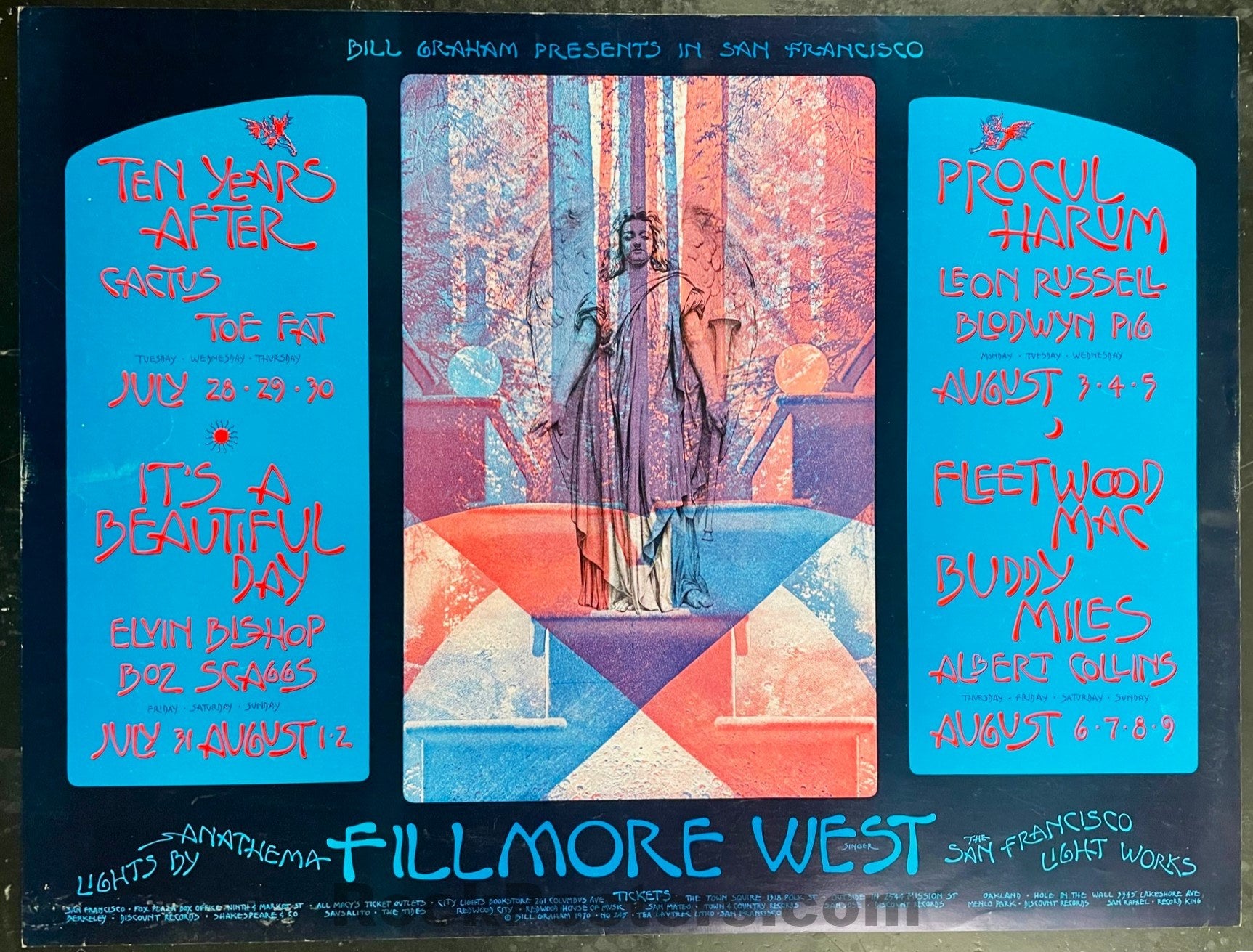 BG-245 - Fleetwood Mac - David Singer - 1970 Concert Poster - Fillmore West - Excellent