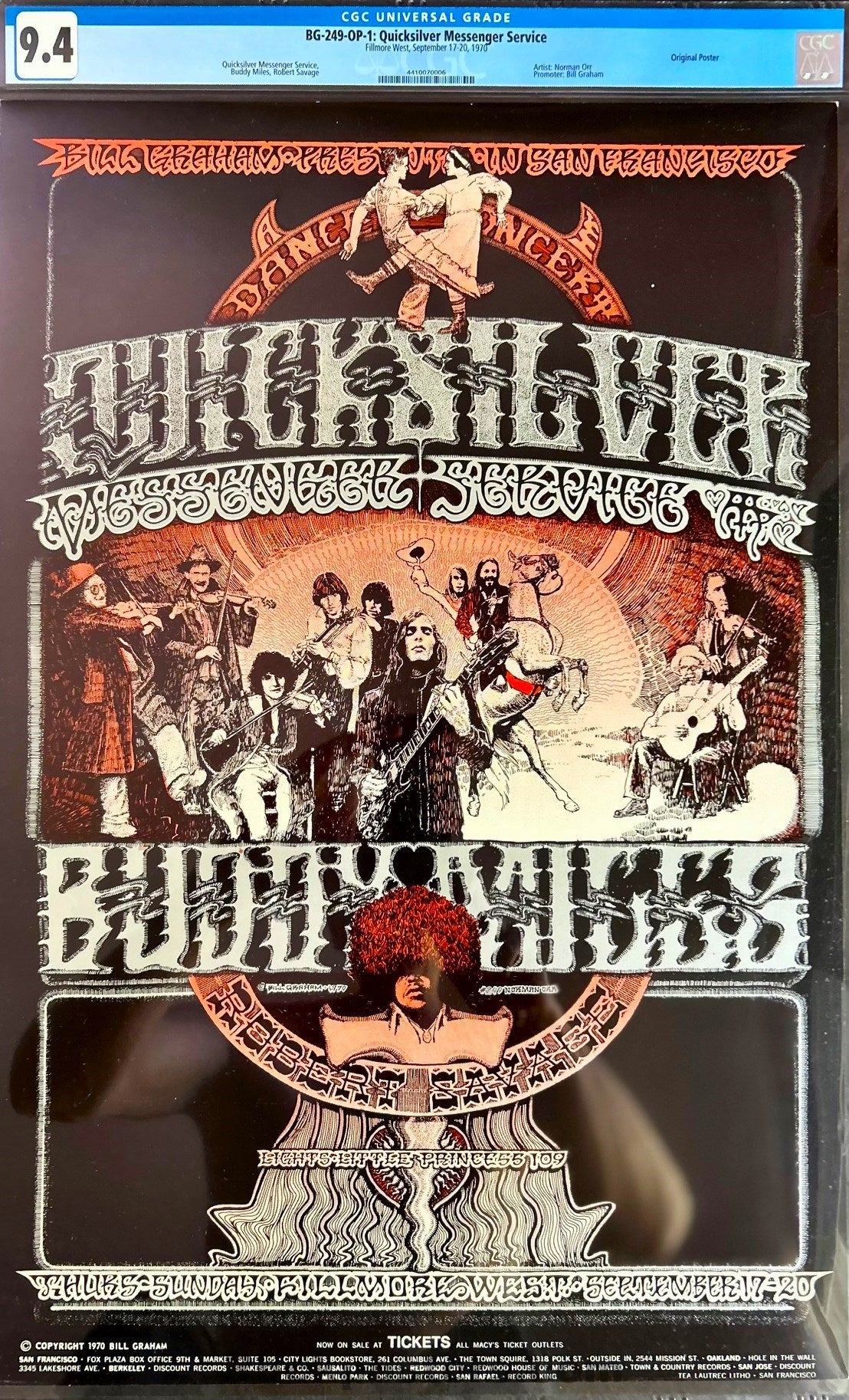 BG-249 - Quicksilver Messenger - Norman Orr  - 1970 Poster - Fillmore West - CGC Graded 9.4