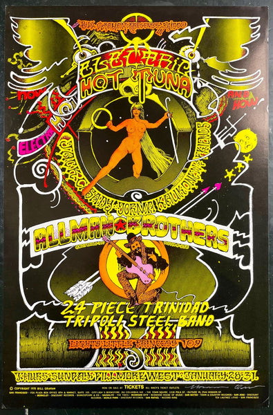 AUCTION - BG-268 - Allman Brothers - Hot Tuna - Norman Orr Signed - Fillmore West - 1971 Poster - Excellent