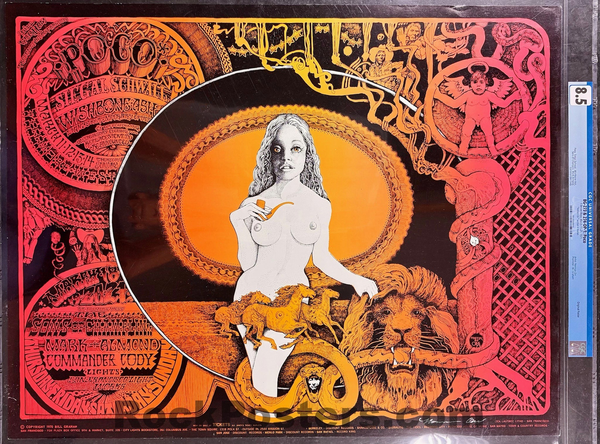 BG-273/274 - Poco - Commander Cody - Norman Orr Signed - 1971 Poster - Fillmore West - CGC Graded 8.5