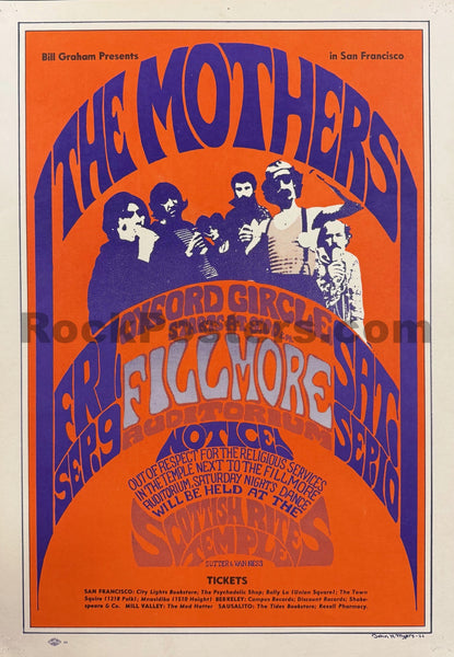 AUCTION - BG-27 - Frank Zappa & The Mothers - 1966 Poster - Fillmore Auditorium - Excellent - SF Rock Posters & Collectibles